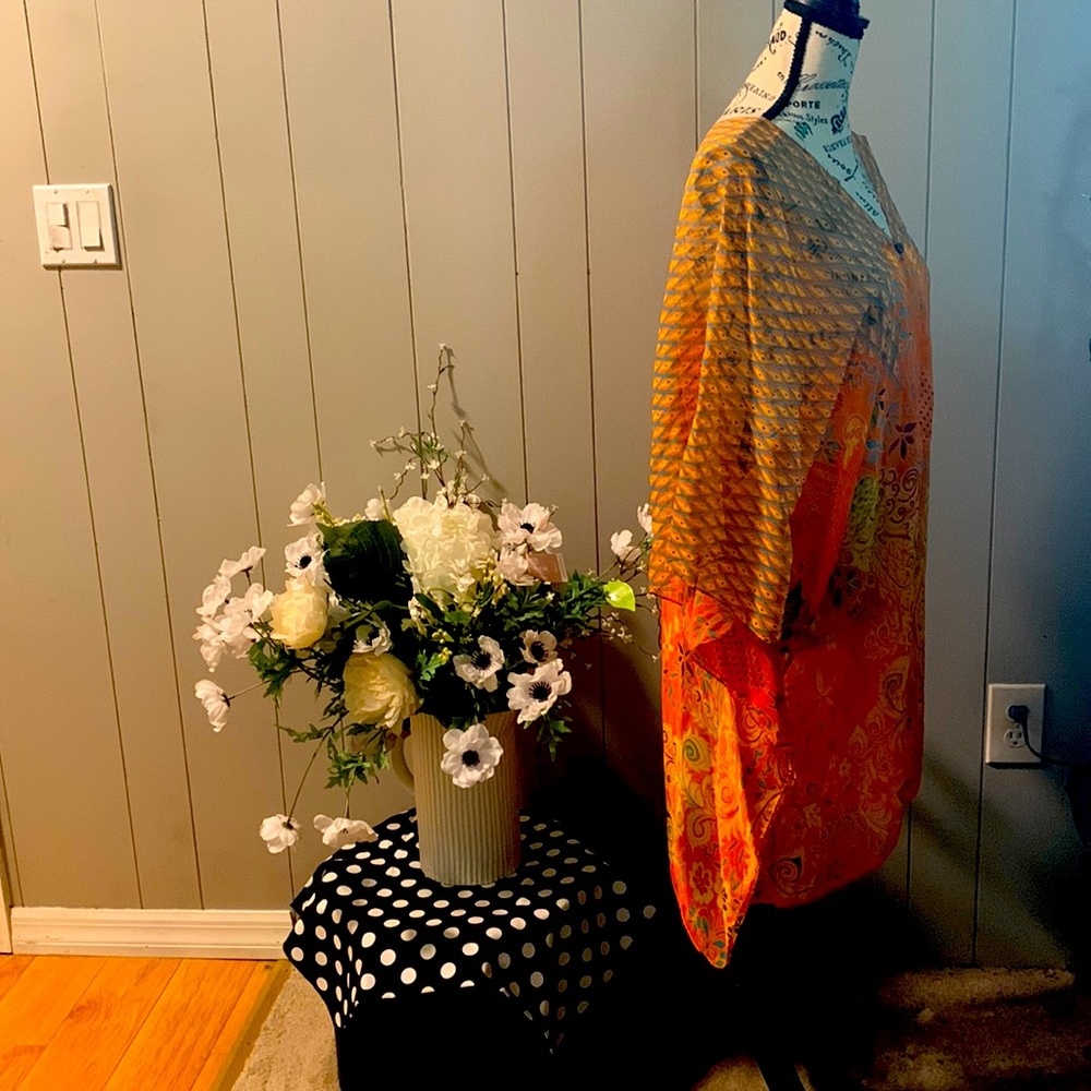 Blouse made in India. Beautiful chiffon cover-up.